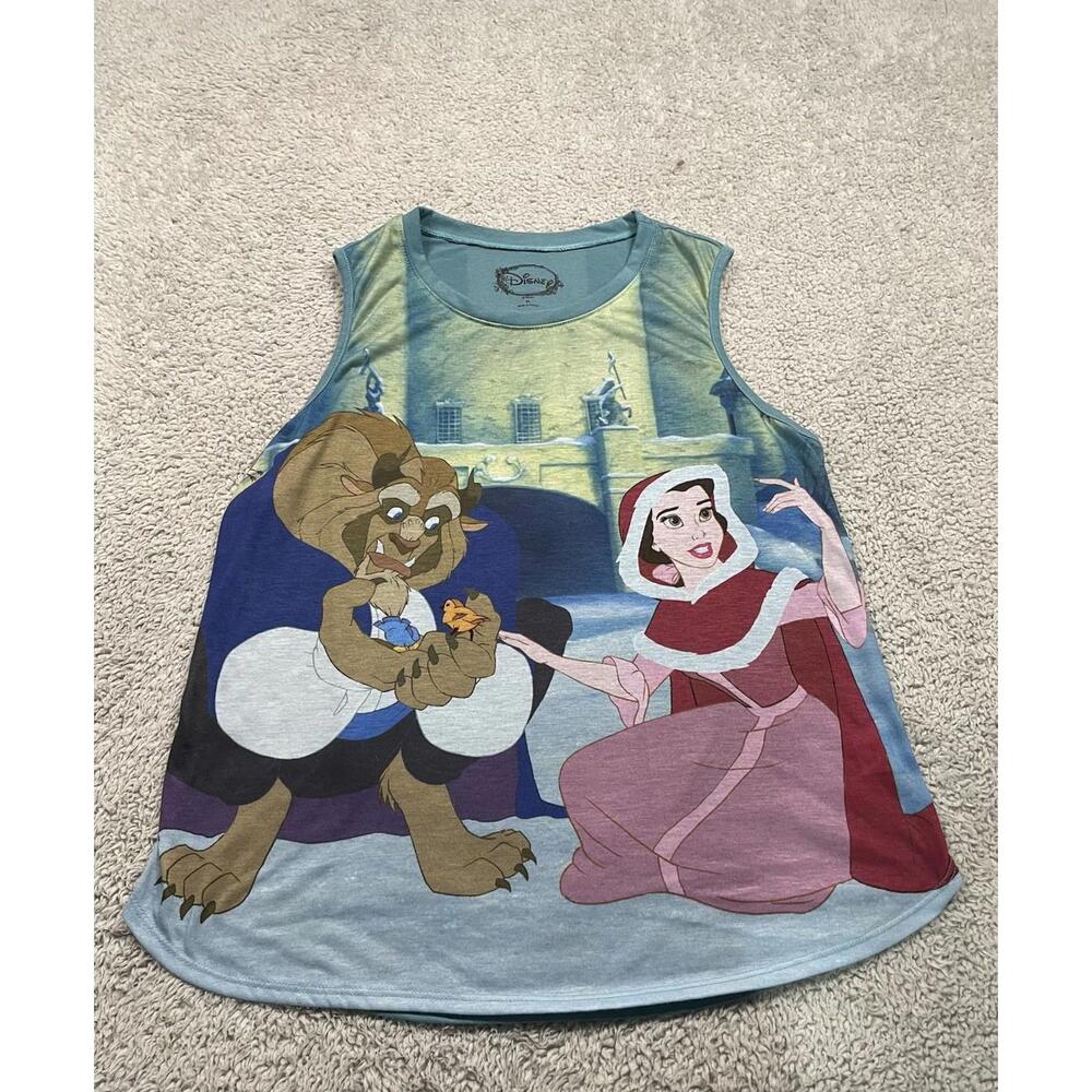 Vintage Juniors Disney Beauty and The Beast Sleeveless Graphic Tank Top Shirt XL